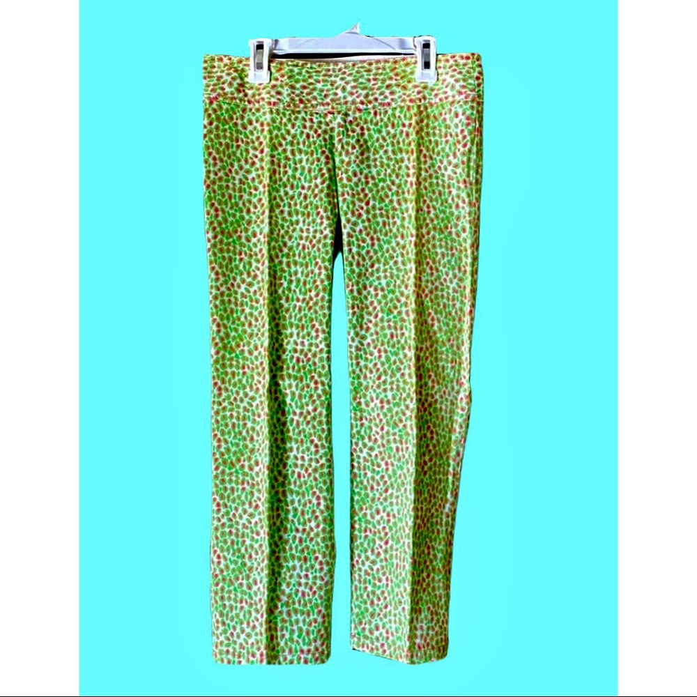 🌸🐆Lilly Pulitzer Cheetah Print Cropped Pants Pink Green XS